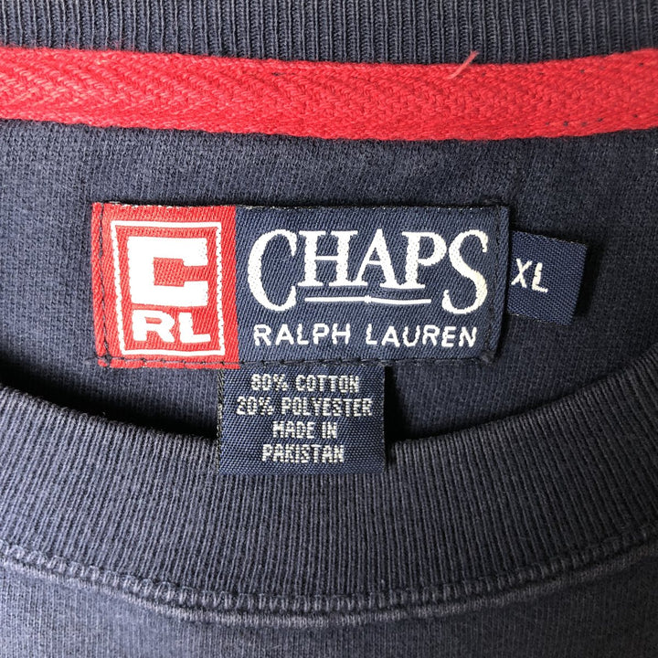 Ralph Lauren CHAPS American flag logo sweatshirt, men's size XL. cotton navy blue type Vintage Second Hand