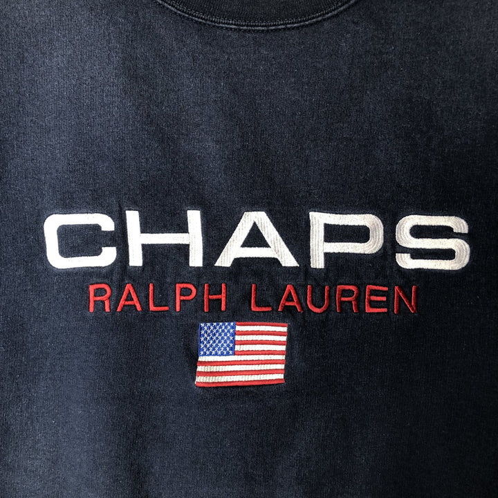 Ralph Lauren CHAPS American flag logo sweatshirt, men's size XL. cotton navy blue type Vintage Second Hand