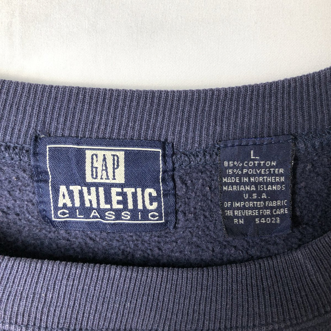 90'S GAP ATHLETIC CLASSIC Old GAP Plain Blank Sweatshirt (Men's Size L) cotton navy blue type Vintage Second Hand