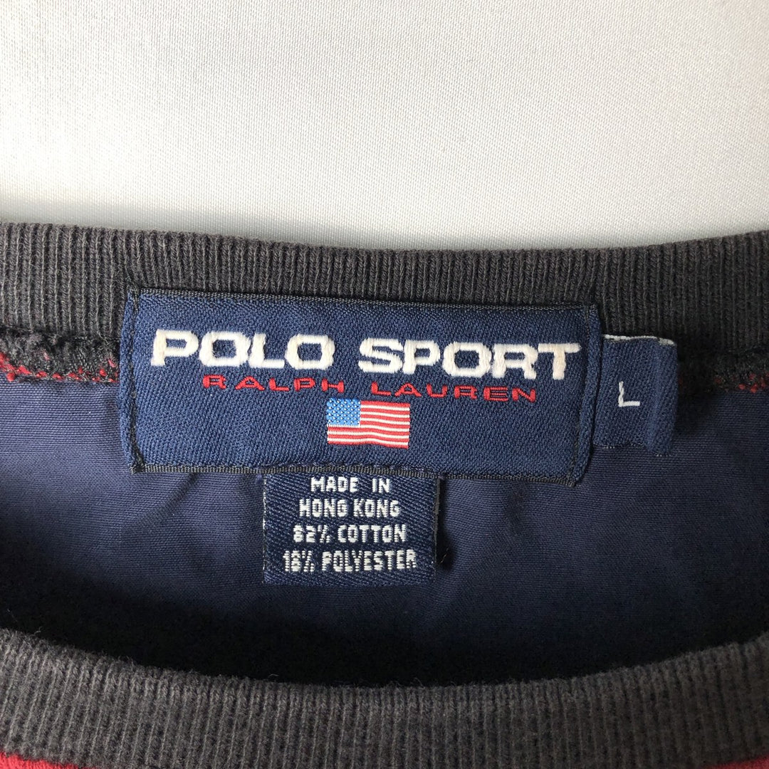 90'S Ralph Lauren POLO SPORT logo sweatshirt, men's size L (approx.) cotton red type Vintage Second Hand