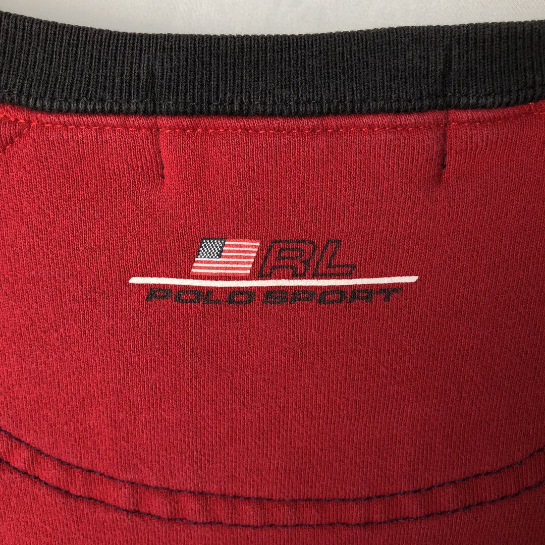 90'S Ralph Lauren POLO SPORT logo sweatshirt, men's size L (approx.) cotton red type Vintage Second Hand