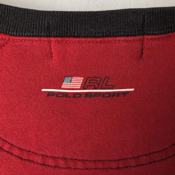 90'S Ralph Lauren POLO SPORT logo sweatshirt, men's size L (approx.) cotton red type Vintage Second Hand