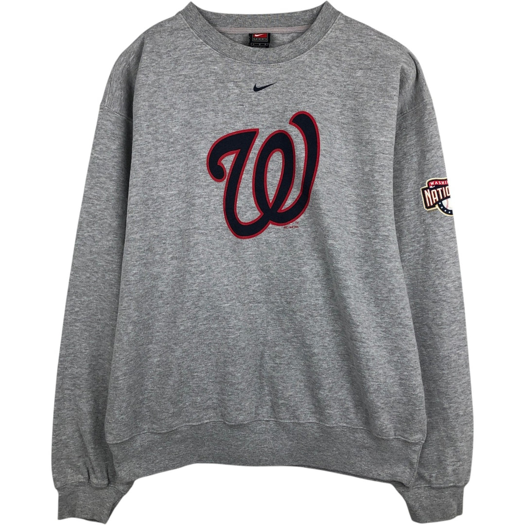 2000'S Nike TEAM MLB Washington Nationals Print Sweatshirt (Men's Size L) cotton gray type Vintage Second Hand