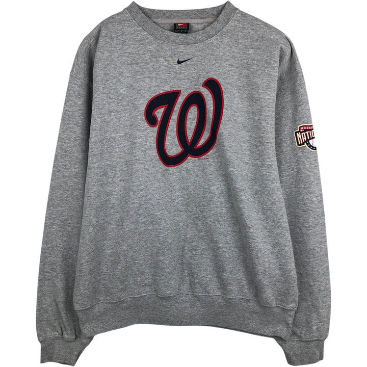 2000'S Nike TEAM MLB Washington Nationals Print Sweatshirt (Men's Size L) cotton gray type Vintage Second Hand
