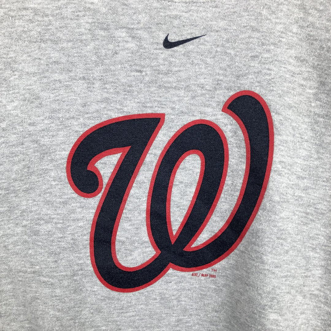 2000'S Nike TEAM MLB Washington Nationals Print Sweatshirt (Men's Size L) cotton gray type Vintage Second Hand