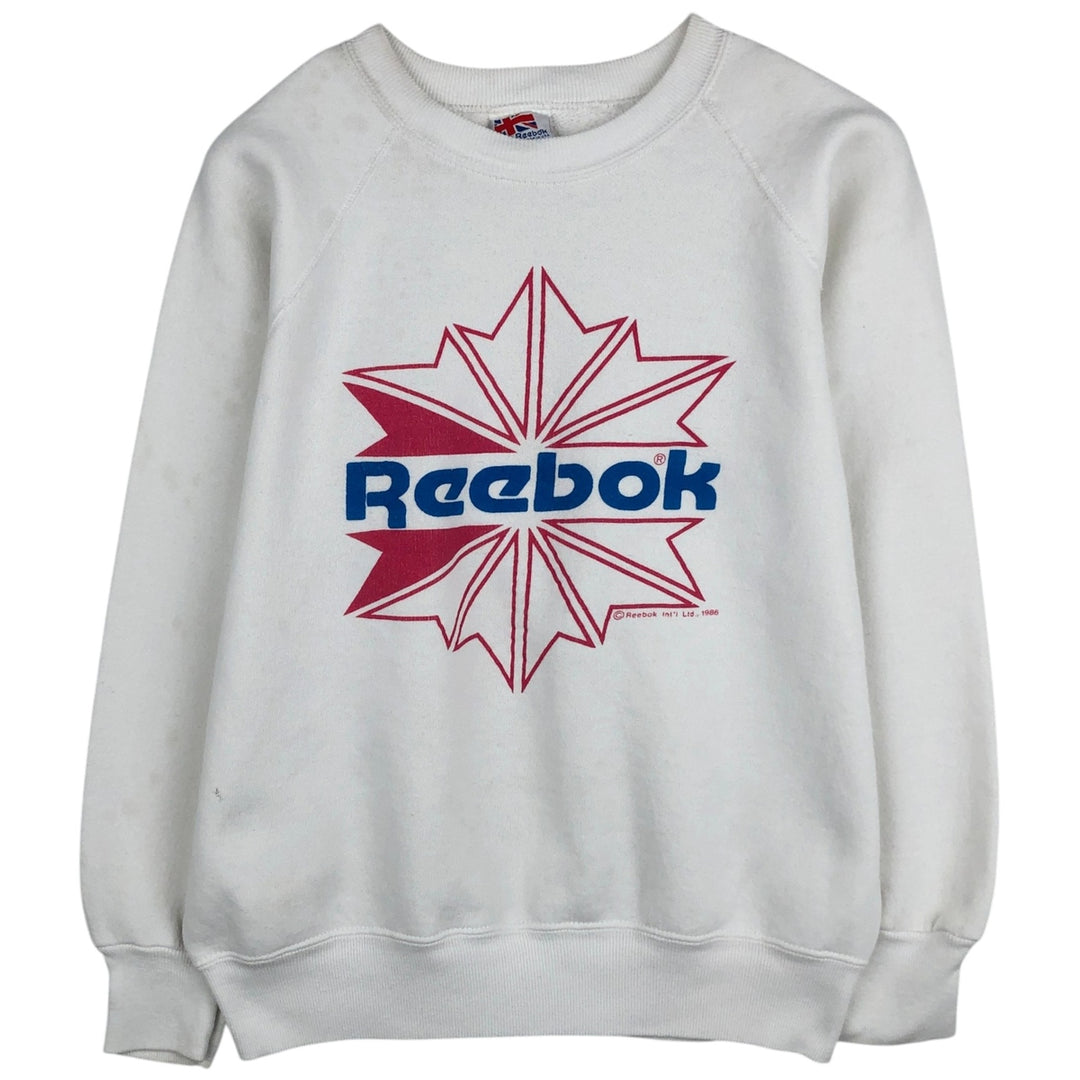 80'S Reebok Logo Sweatshirt, Made in USA, Men's Size M (approx.), Vintage cotton white type Vintage Second Hand