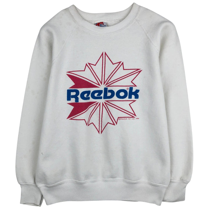 80'S Reebok Logo Sweatshirt, Made in USA, Men's Size M (approx.), Vintage cotton white type Vintage Second Hand