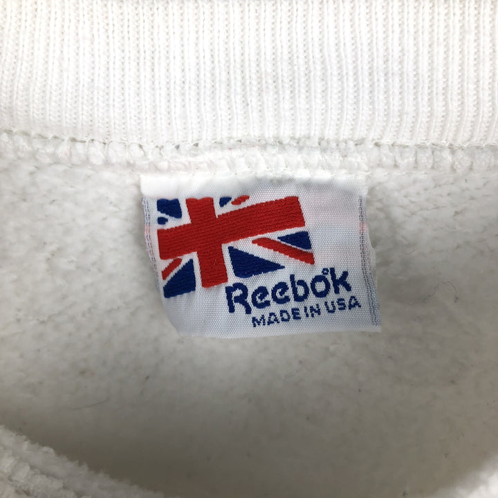 80'S Reebok Logo Sweatshirt, Made in USA, Men's Size M (approx.), Vintage cotton white type Vintage Second Hand