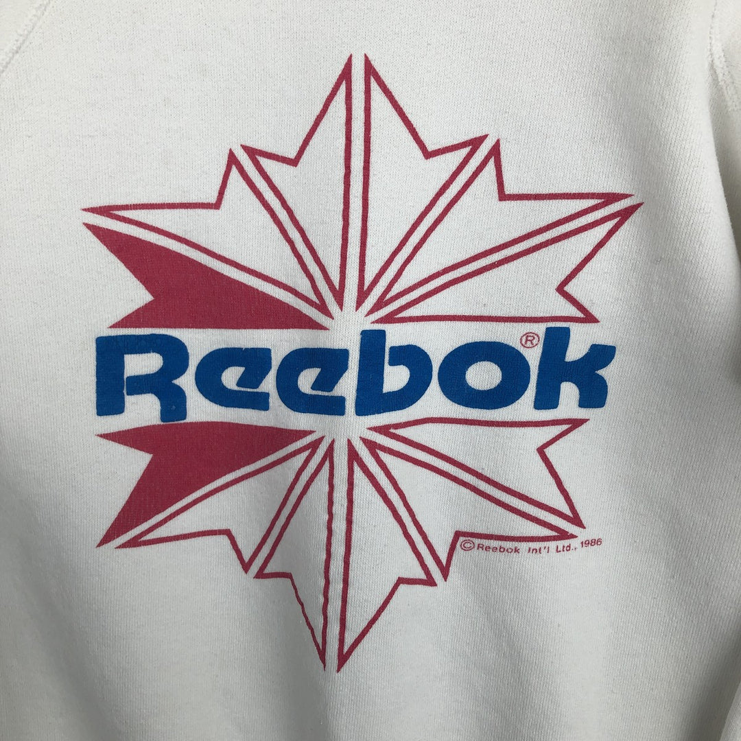 80'S Reebok Logo Sweatshirt, Made in USA, Men's Size M (approx.), Vintage cotton white type Vintage Second Hand