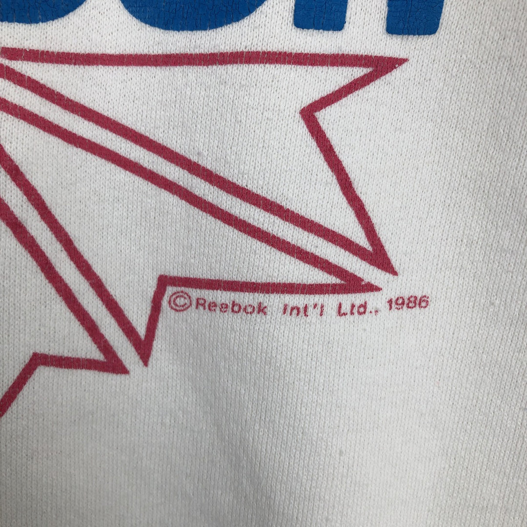 80'S Reebok Logo Sweatshirt, Made in USA, Men's Size M (approx.), Vintage cotton white type Vintage Second Hand