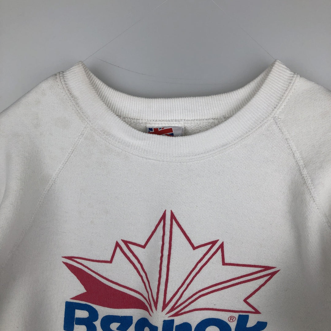 80'S Reebok Logo Sweatshirt, Made in USA, Men's Size M (approx.), Vintage cotton white type Vintage Second Hand