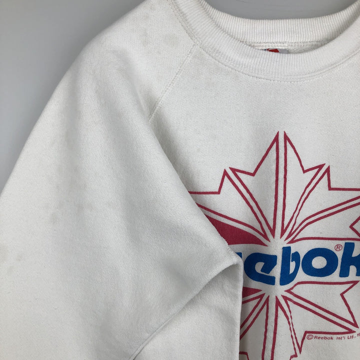 80'S Reebok Logo Sweatshirt, Made in USA, Men's Size M (approx.), Vintage cotton white type Vintage Second Hand