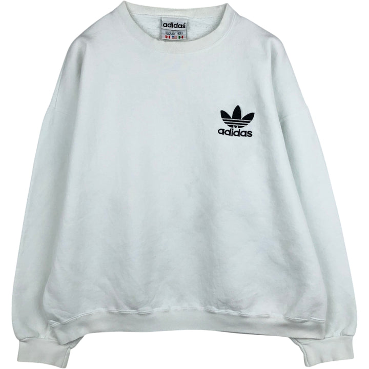 80s-90'S Adidas one-point logo sweatshirt, made in USA, men's size L equivalent, vintage. cotton white type Vintage Second Hand