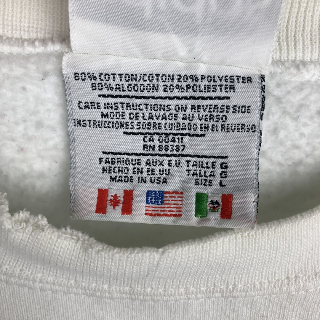 80s-90'S Adidas one-point logo sweatshirt, made in USA, men's size L equivalent, vintage. cotton white type Vintage Second Hand