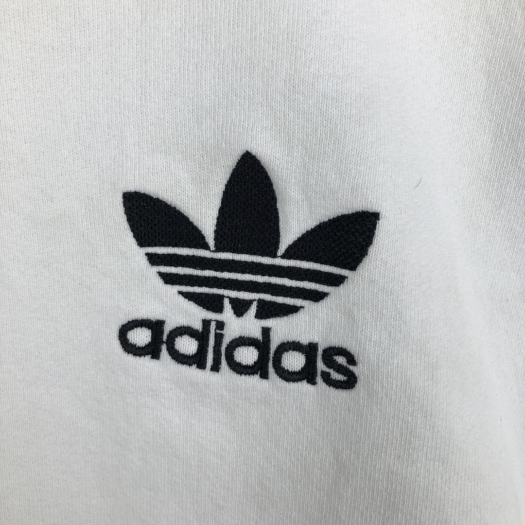 80s-90'S Adidas one-point logo sweatshirt, made in USA, men's size L equivalent, vintage. cotton white type Vintage Second Hand
