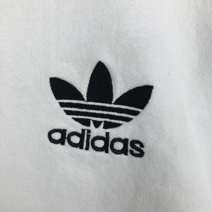 80s-90'S Adidas one-point logo sweatshirt, made in USA, men's size L equivalent, vintage. cotton white type Vintage Second Hand