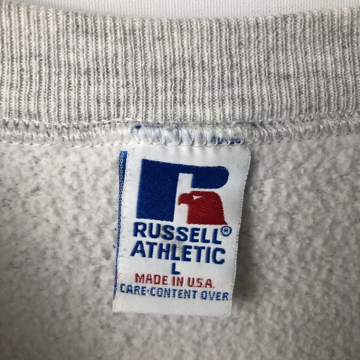 90'S Russell printed sweatshirt, sweatshirt, made in USA, men's size L, vintage cotton gray type Vintage Second Hand