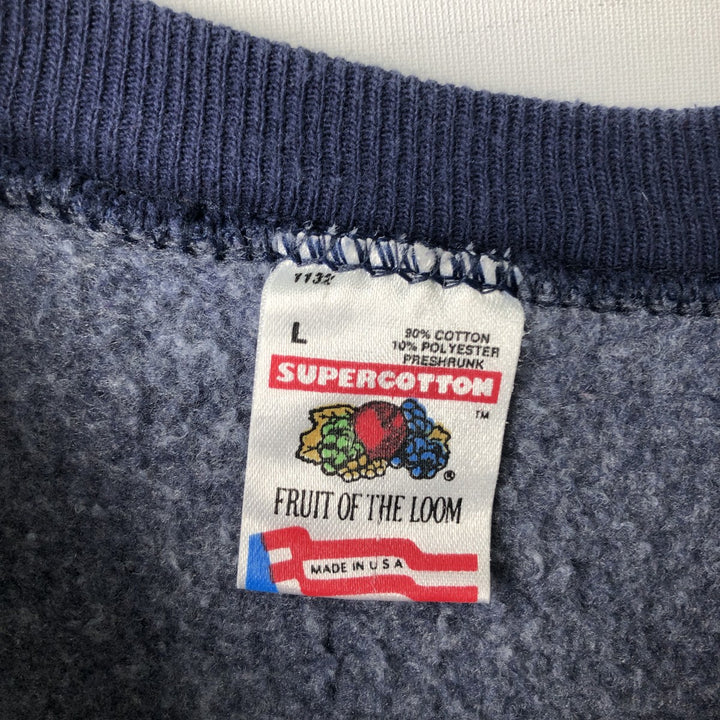 90'S Fruit of the Loom Super Cotton Sweatshirt, Made in USA, Men's Size L, Vintage cotton navy blue type Vintage Second Hand