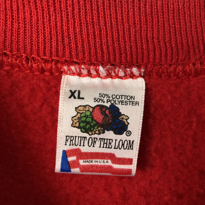 90'S Fruit of the Loom College Sweatshirt, Made in USA, Men's XL, Vintage cotton red type Vintage Second Hand
