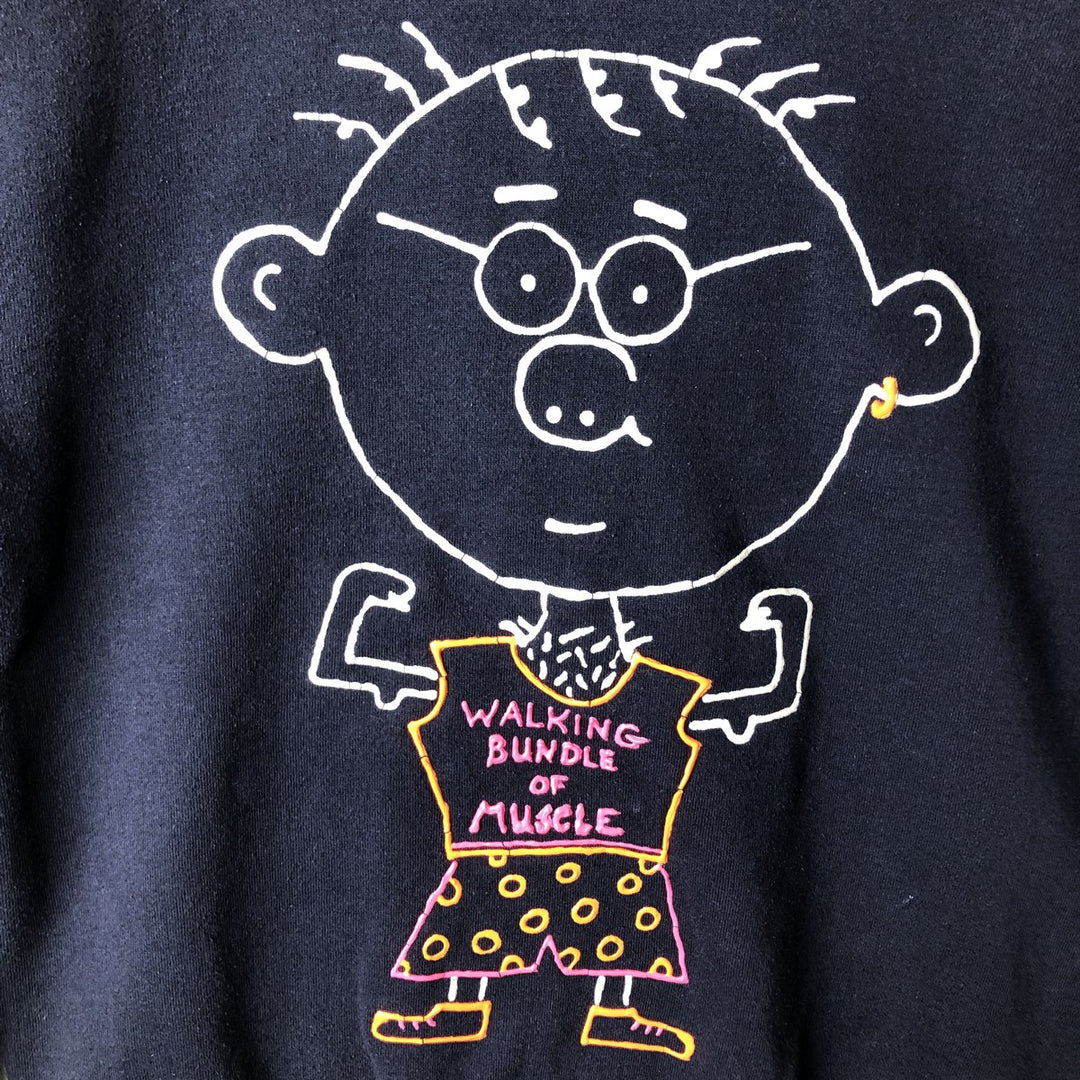 Vintage printed sweatshirt, size L for men unclear navy blue type Vintage Second Hand
