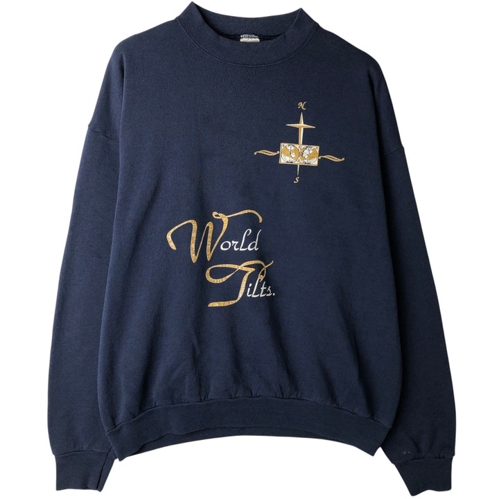 90'S Fruit of the Loom JESUS Jesus Christ Print Sweatshirt, Made in USA, Men's XL (approx.) cotton navy blue type Vintage Second Hand