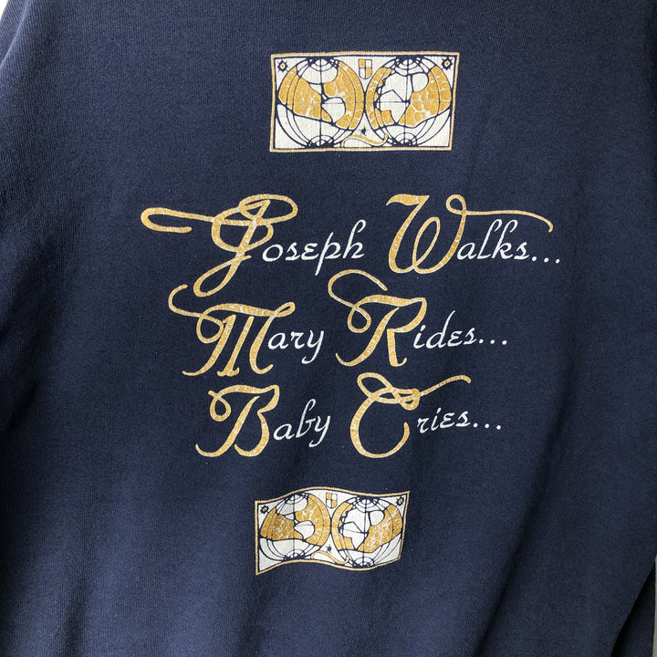 90'S Fruit of the Loom JESUS Jesus Christ Print Sweatshirt, Made in USA, Men's XL (approx.) cotton navy blue type Vintage Second Hand