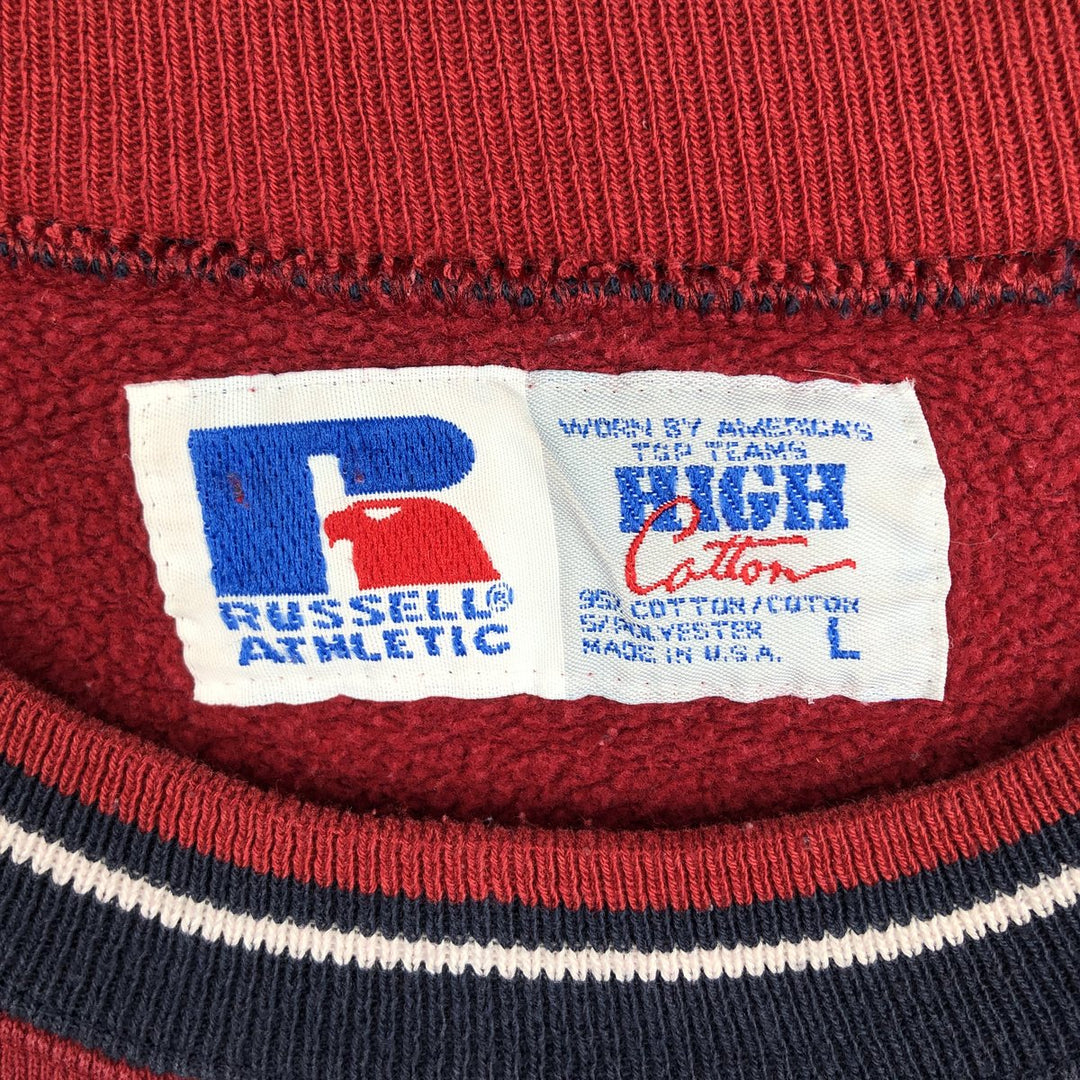 90'S Russell High Cotton Logo Sweatshirt, Made in USA, Men's Size L (approx.), Vintage cotton red type Vintage Second Hand