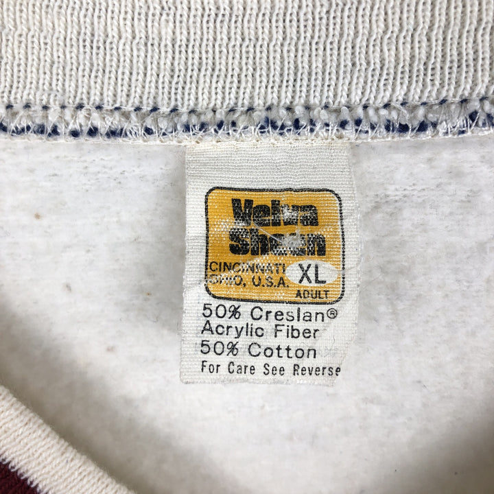 80'S Velva Sheen University of Pennsylvania V-neck College Sweatshirt, Made in USA, Men's XL equivalent, Vintage acrylic pale white type Vintage Second Hand