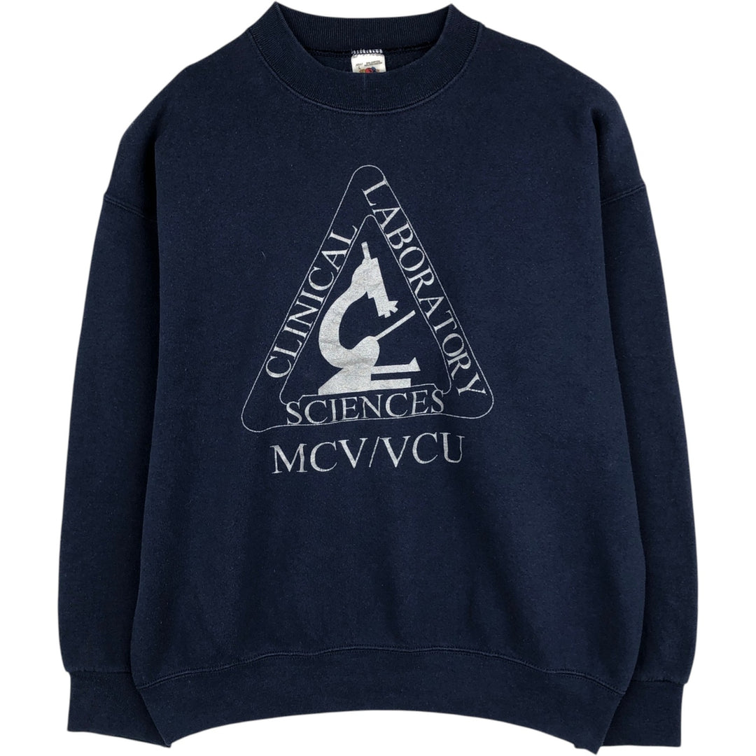 90'S Fruit of the Loom College Sweatshirt, Made in USA, Men's Size L, Vintage cotton navy blue type Vintage Second Hand