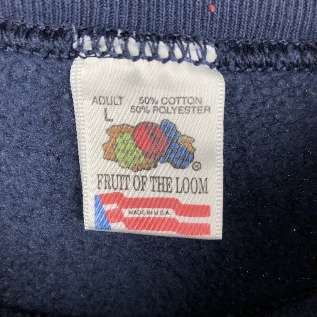 90'S Fruit of the Loom College Sweatshirt, Made in USA, Men's Size L, Vintage cotton navy blue type Vintage Second Hand