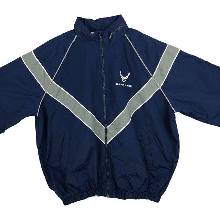 00'S US Military USAIR FORCE SKILCRAFT PTU Training Jacket Nylon Jacket Made in USA X-LARGE Nylon navy blue type Vintage Second Hand