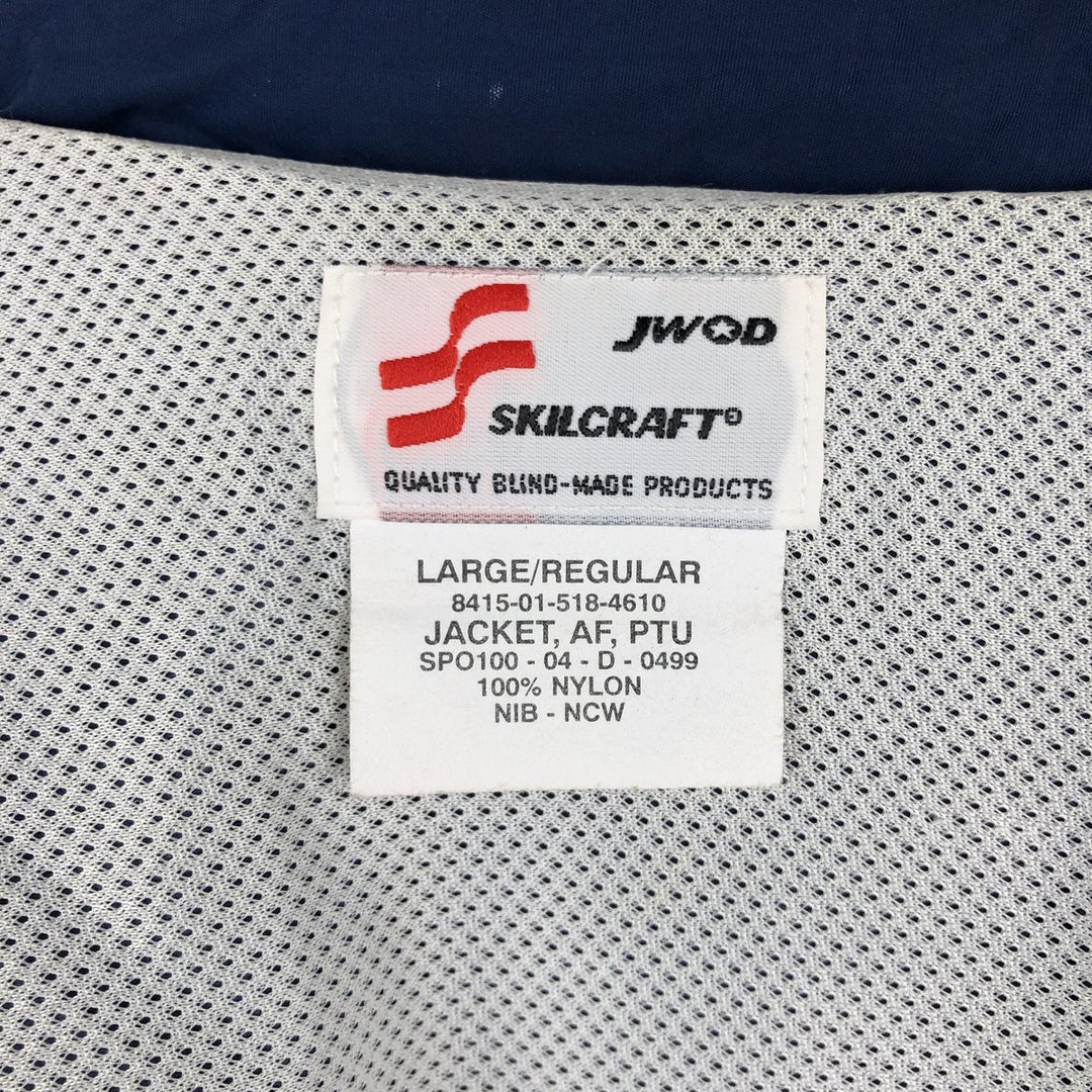 00'S US Military USAIR FORCE SKILCRAFT PTU Training Jacket Nylon Jacket Made in USA LARGE Nylon navy blue type Vintage Second Hand