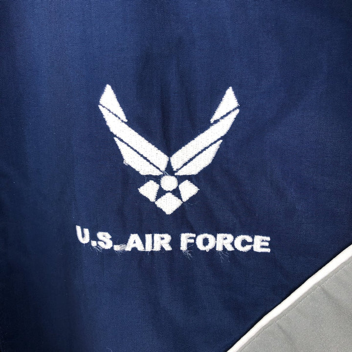 00'S US Military USAIR FORCE SKILCRAFT PTU Training Jacket Nylon Jacket Made in USA LARGE Nylon navy blue type Vintage Second Hand