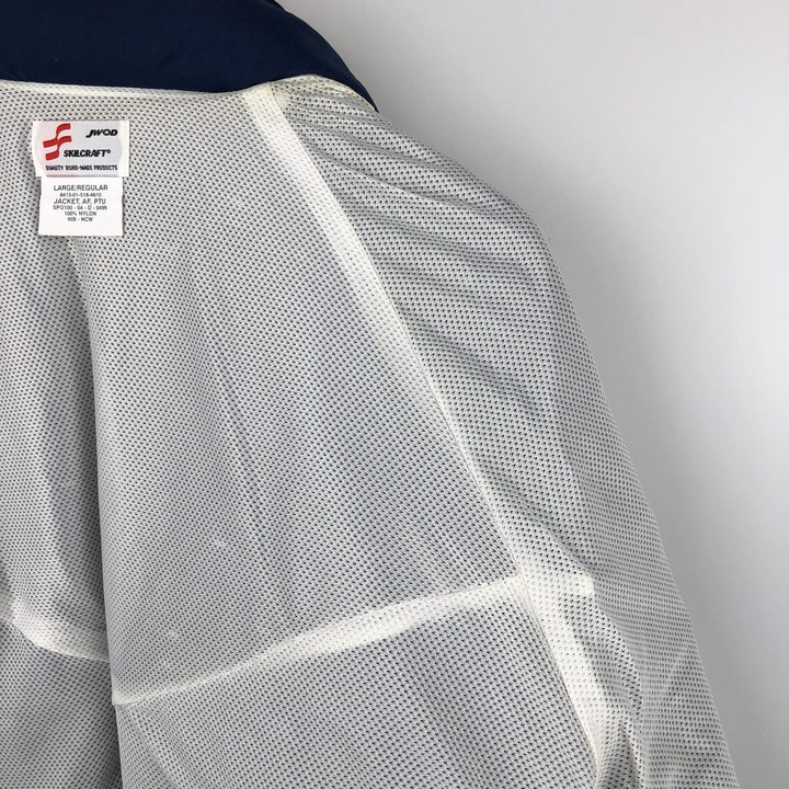 00'S US Military USAIR FORCE SKILCRAFT PTU Training Jacket Nylon Jacket Made in USA LARGE Nylon navy blue type Vintage Second Hand