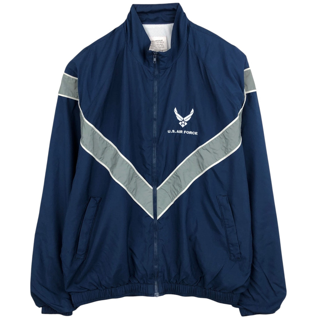 Genuine US military issue USAIR FORCE PTU training jacket/windbreaker, made in USA, size SMALL. polyester navy blue type Vintage Second Hand