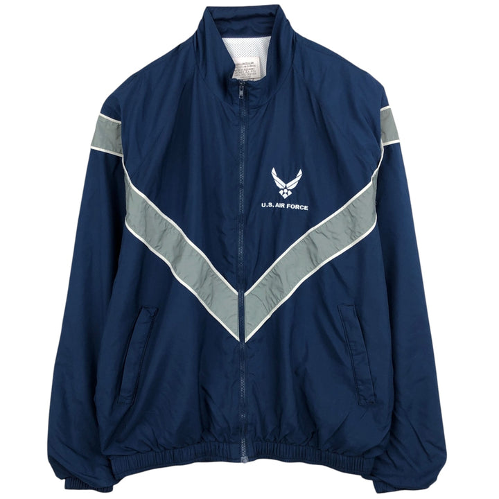 Genuine US military issue USAIR FORCE PTU training jacket/windbreaker, made in USA, size SMALL. polyester navy blue type Vintage Second Hand
