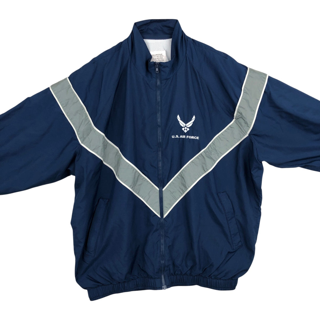 Genuine US military issue USAIR FORCE PTU training jacket/windbreaker, made in USA, size SMALL. polyester navy blue type Vintage Second Hand