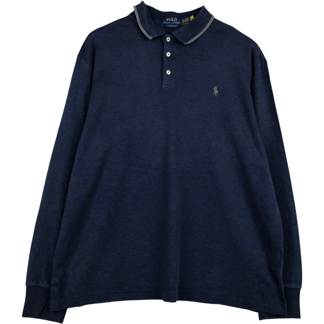 Ralph Lauren POLO RALPH LAUREN CLASSIC FIT long sleeve polo shirt men's XL equivalent cotton navy blue type Vintage Second Hand