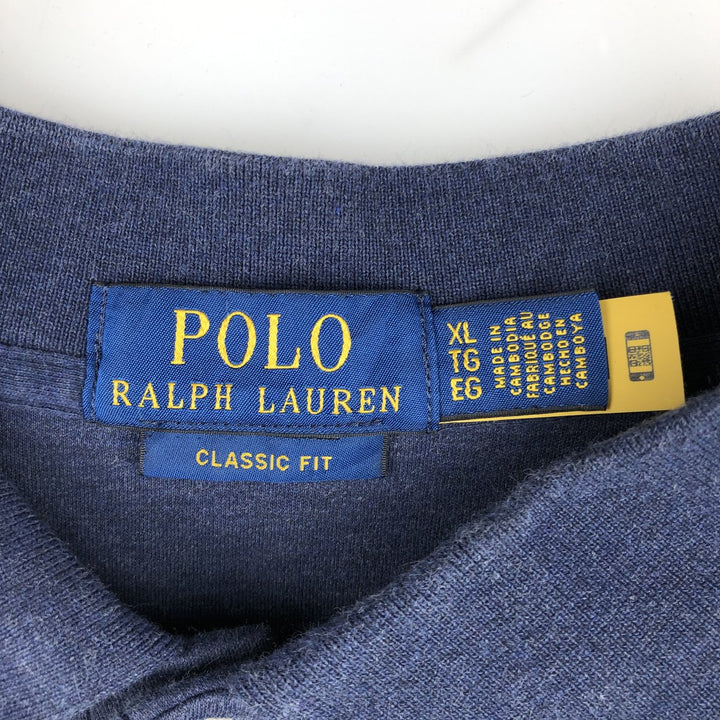 Ralph Lauren POLO RALPH LAUREN CLASSIC FIT long sleeve polo shirt men's XL equivalent cotton navy blue type Vintage Second Hand
