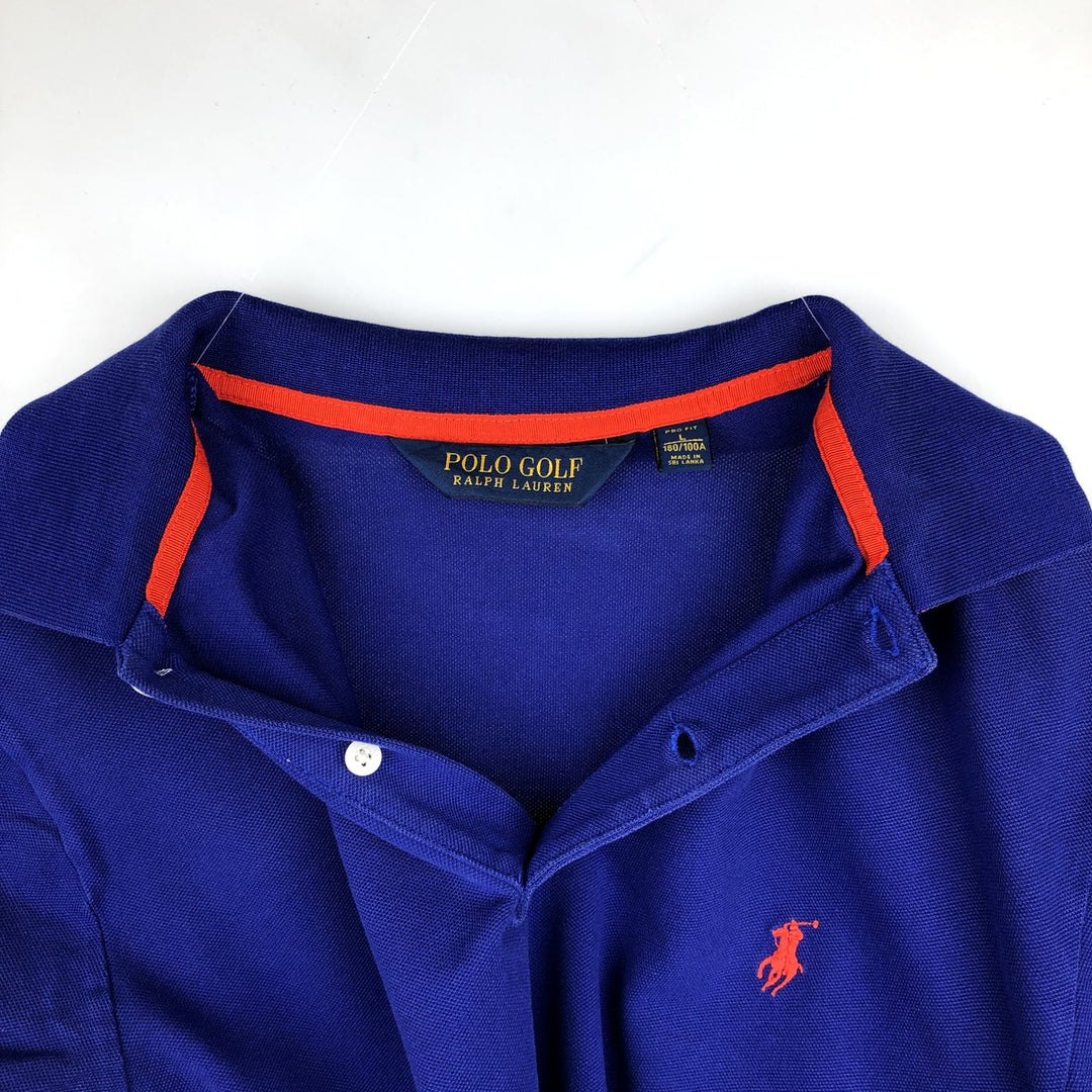 Ralph Lauren POLO GOLF Long sleeve polo shirt for men, size L Pima Cotton purple type Vintage Second Hand
