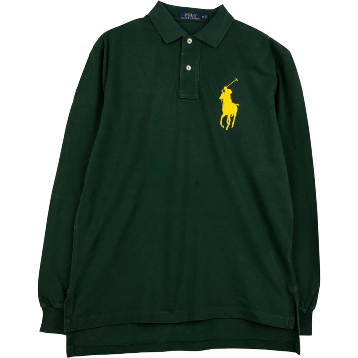 Ralph Lauren POLO RALPH LAUREN Big Pony Long-Sleeve Polo Shirt, Men's Size M (approx.) cotton green type Vintage Second Hand