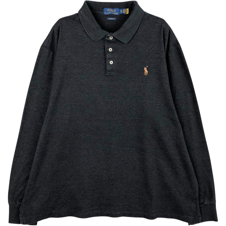Ralph Lauren POLO RALPH LAUREN CLASSIC FIT long sleeve polo shirt men's XL equivalent cotton Charcoal Vintage Second Hand