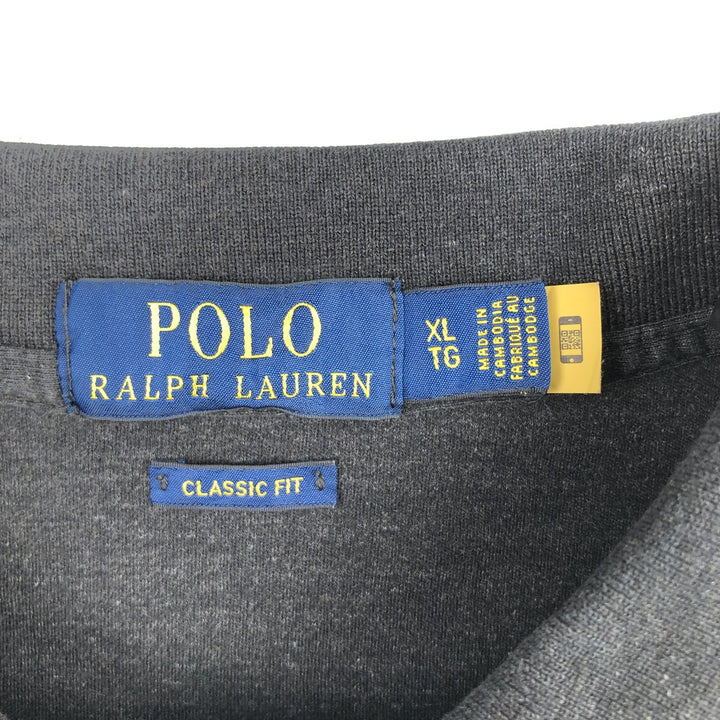 Ralph Lauren POLO RALPH LAUREN CLASSIC FIT long sleeve polo shirt men's XL equivalent cotton Charcoal Vintage Second Hand