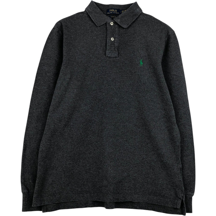 Ralph Lauren POLO RALPH LAUREN CLASSIC FIT long sleeve polo shirt for men, size M unclear gray type Vintage Second Hand