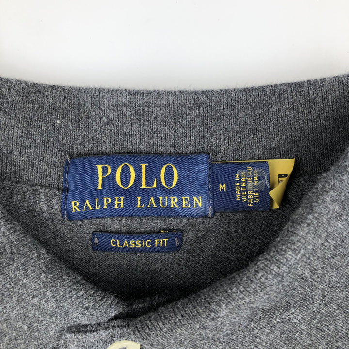 Ralph Lauren POLO RALPH LAUREN CLASSIC FIT long sleeve polo shirt for men, size M unclear gray type Vintage Second Hand