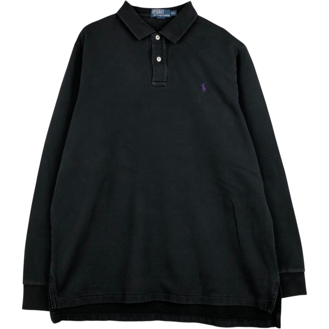 Ralph Lauren POLO by Ralph Lauren long sleeve polo shirt, men's size XXL cotton black type Vintage Second Hand