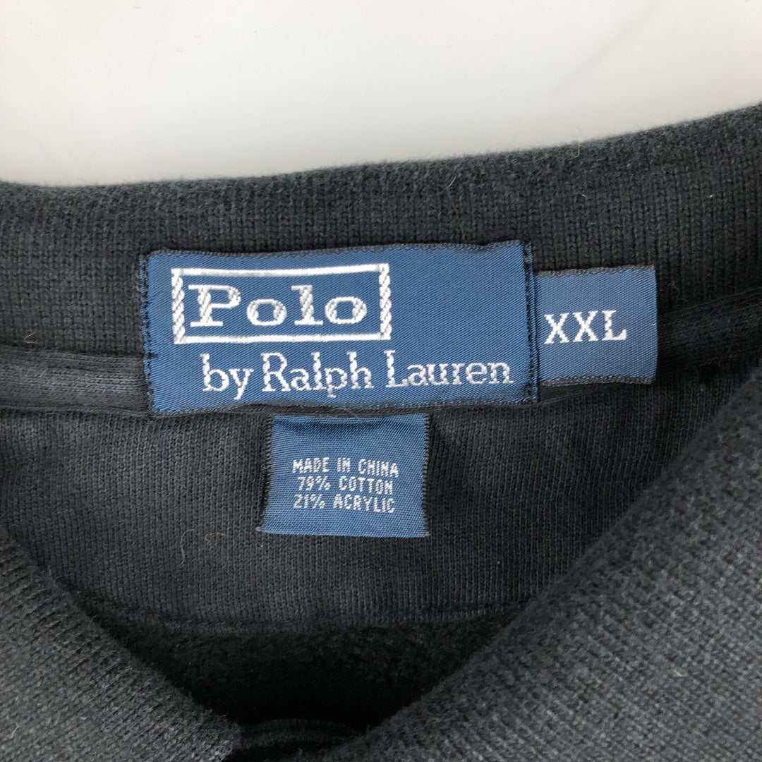Ralph Lauren POLO by Ralph Lauren long sleeve polo shirt, men's size XXL cotton black type Vintage Second Hand