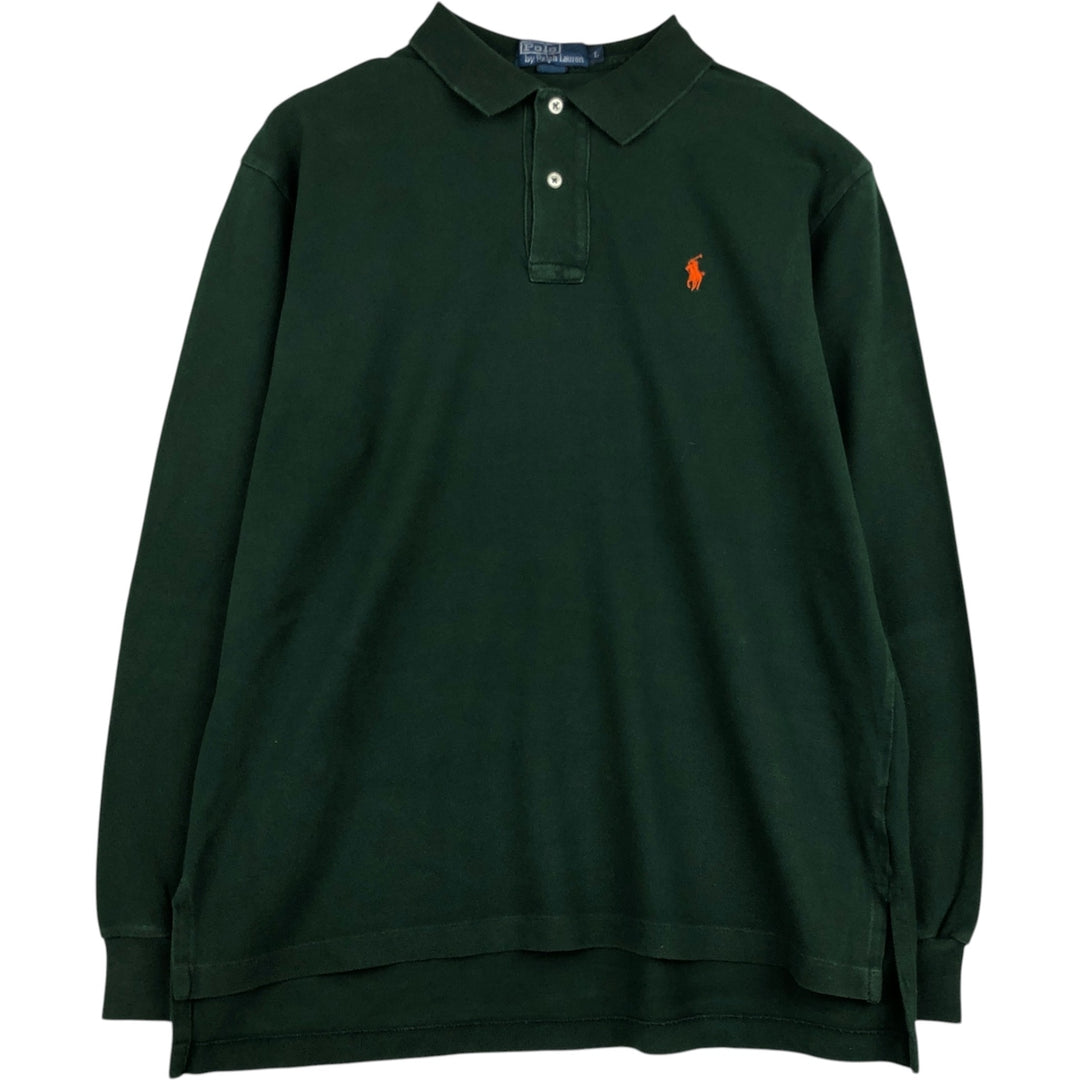 Ralph Lauren POLO by Ralph Lauren long sleeve polo shirt, men's size L cotton green type Vintage Second Hand