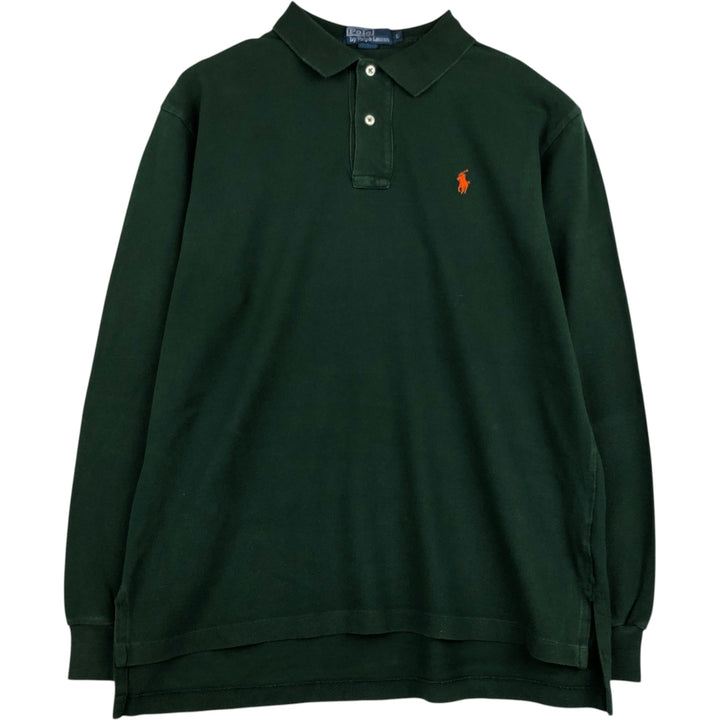 Ralph Lauren POLO by Ralph Lauren long sleeve polo shirt, men's size L cotton green type Vintage Second Hand
