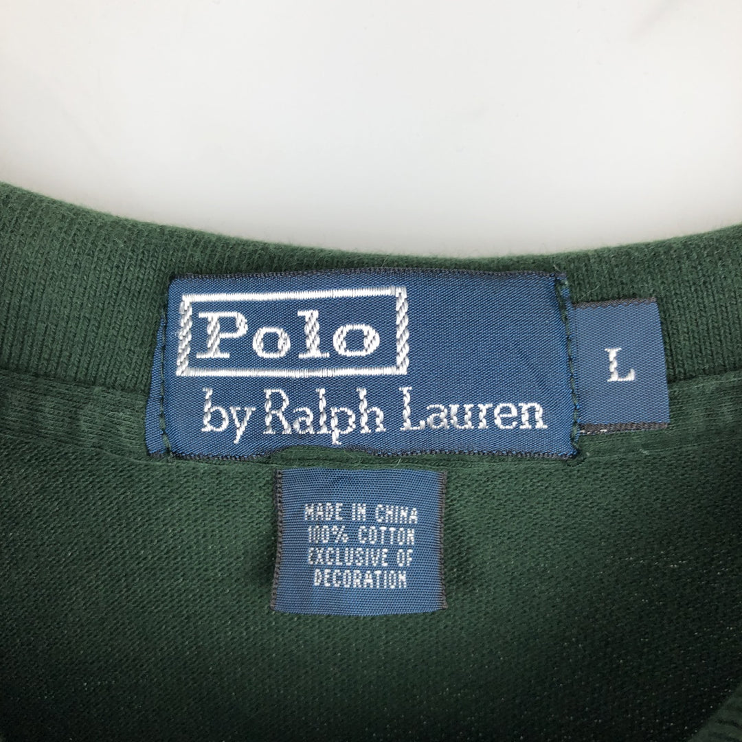 Ralph Lauren POLO by Ralph Lauren long sleeve polo shirt, men's size L cotton green type Vintage Second Hand